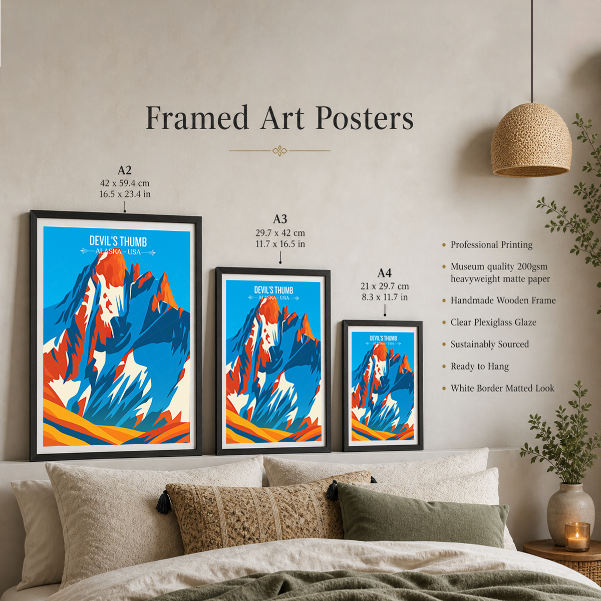 Devil's Thumb - Alaska - Travel Poster Print Modern Style Wall Art