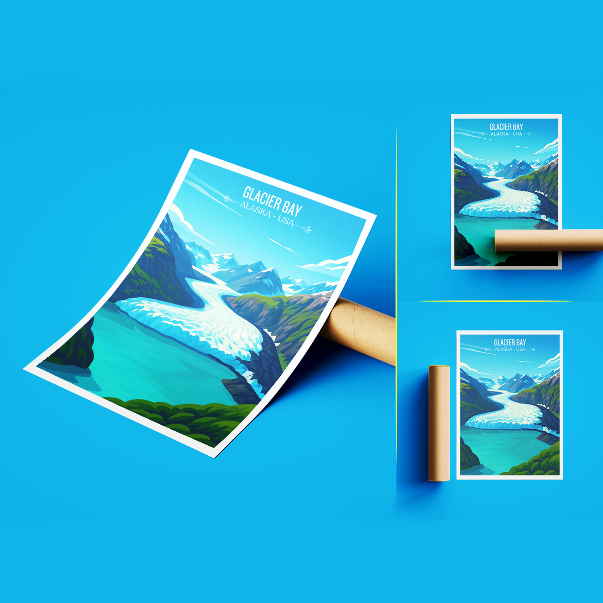 Glacier Bay - Alaska - Travel Poster Print Modern Style Wall Art