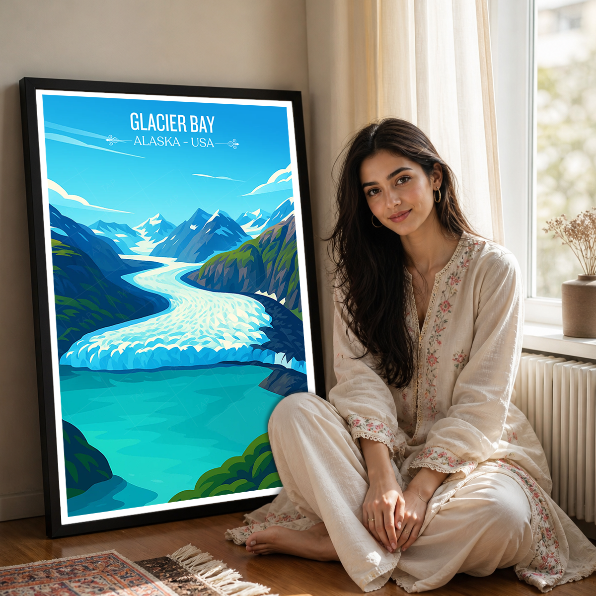 Glacier Bay - Alaska - Travel Poster Print Modern Style Wall Art