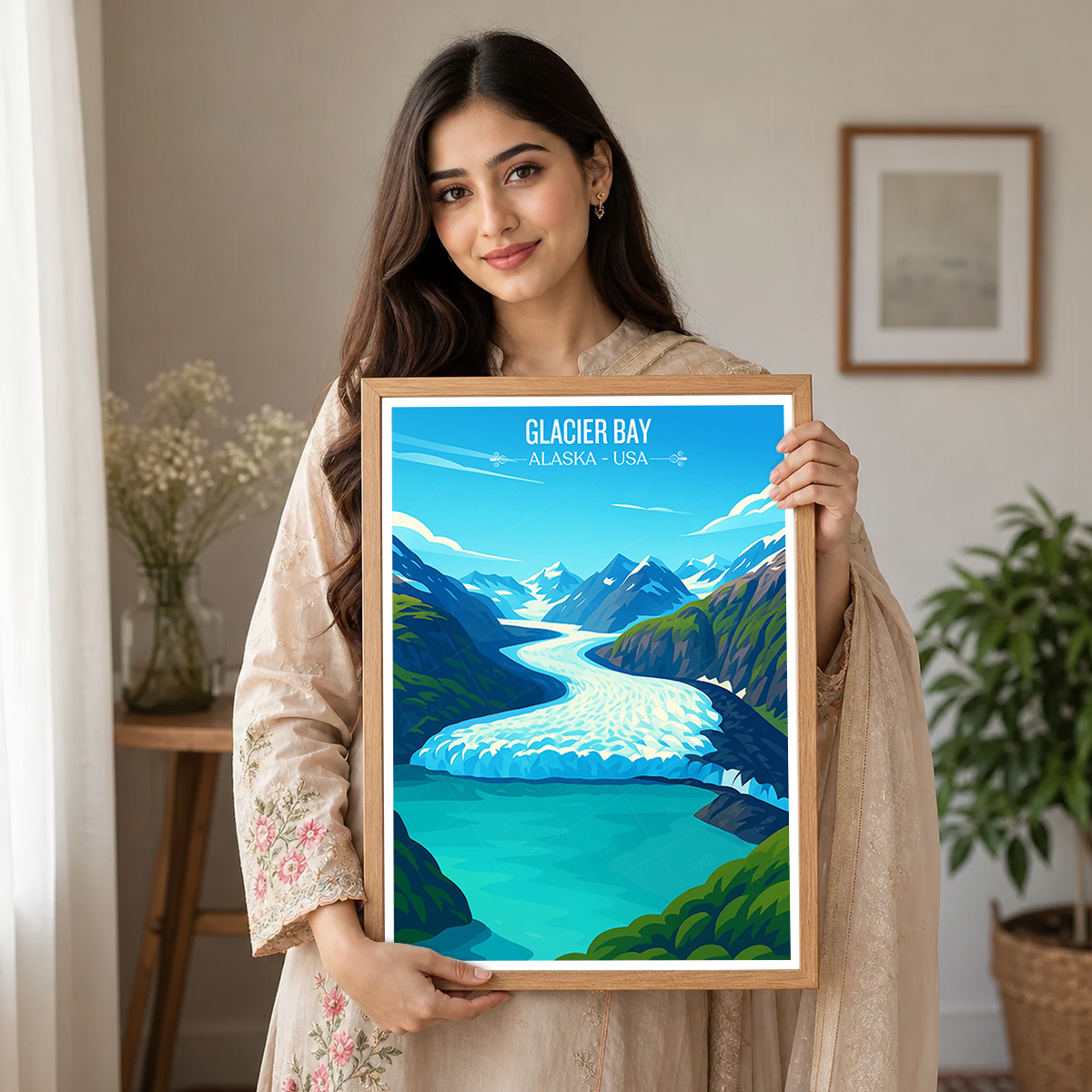 Glacier Bay - Alaska - Travel Poster Print Modern Style Wall Art