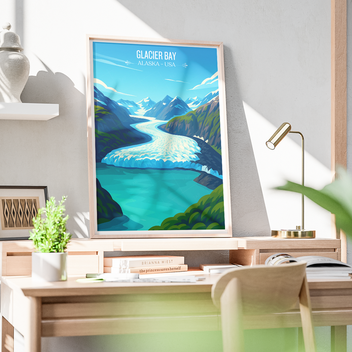 Glacier Bay - Alaska - Travel Poster Print Modern Style Wall Art