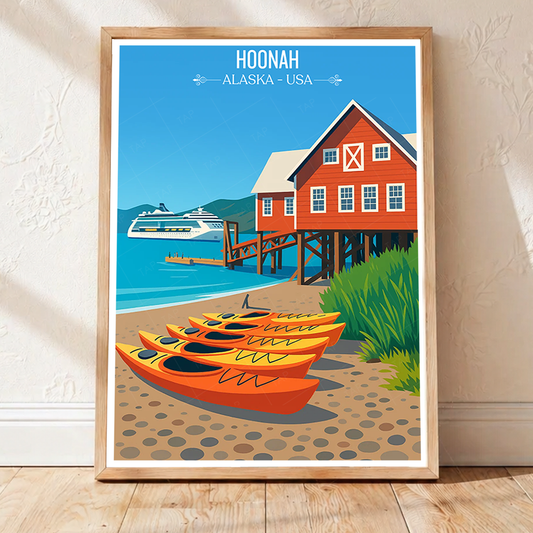 Hoonah - Alaska - Travel Poster Print Modern Style Wall Art - Art Print - Travel Art Poster