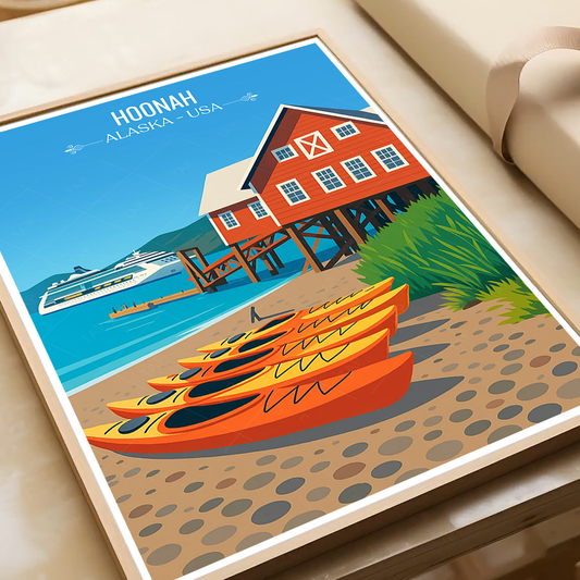 Hoonah - Alaska - Travel Poster Print Modern Style Wall Art - Art Print - Travel Art Poster