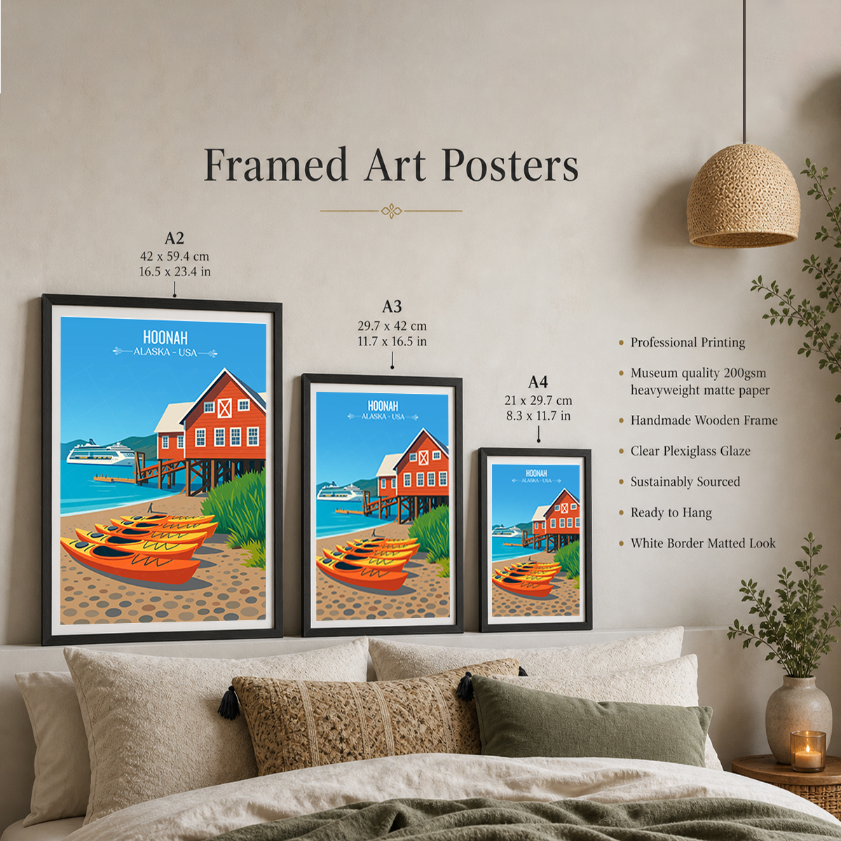 Hoonah - Alaska - Travel Poster Print Modern Style Wall Art