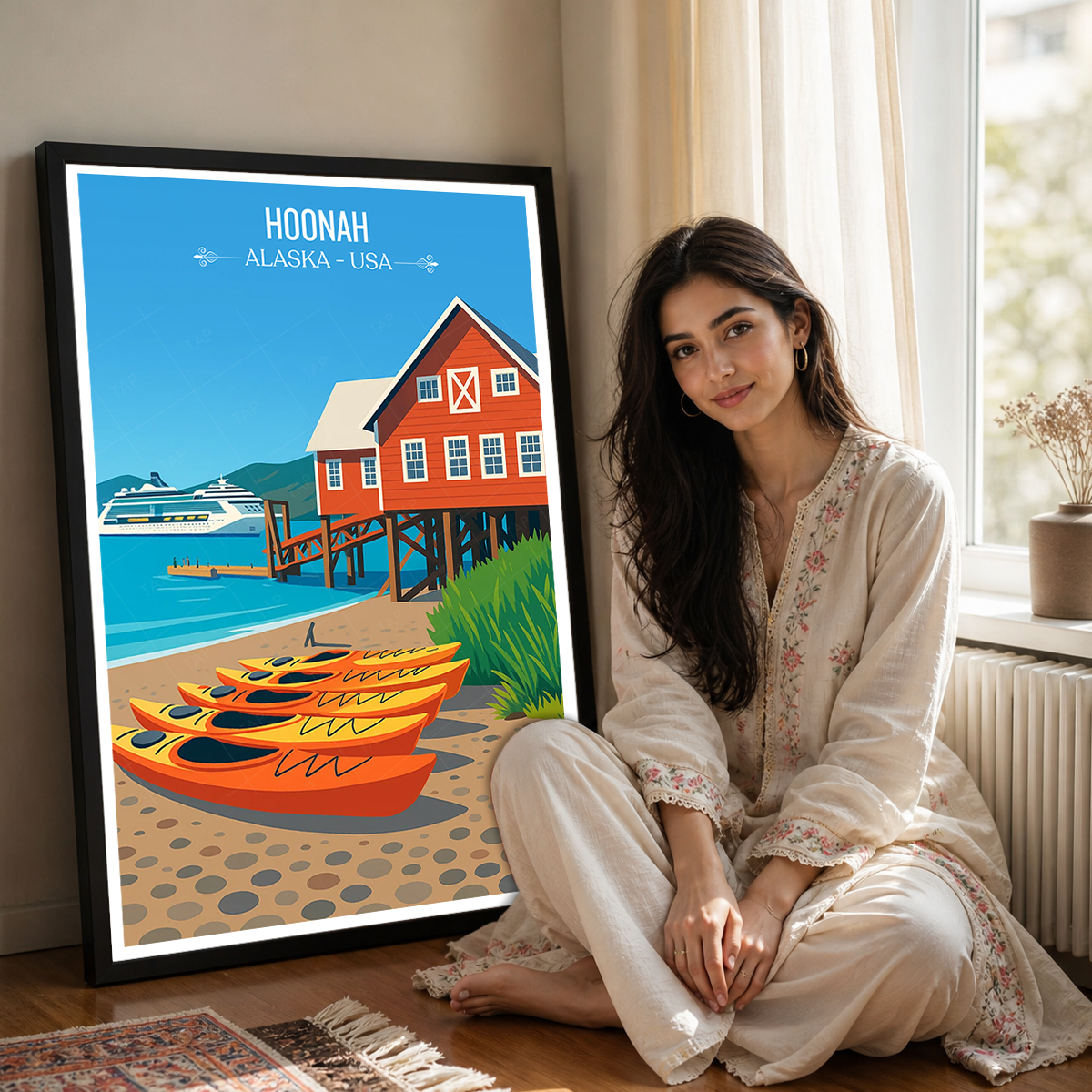 Hoonah - Alaska - Travel Poster Print Modern Style Wall Art
