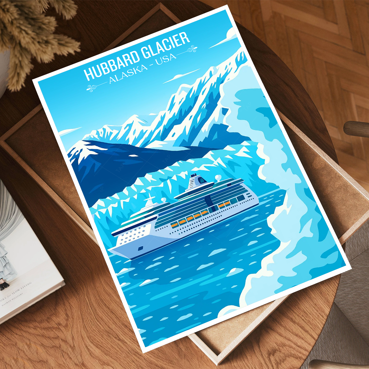 Hubbard Glacier - Alaska - Travel Poster Print Modern Style Wall Art