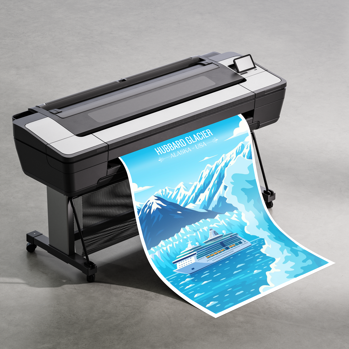 Hubbard Glacier - Alaska - Travel Poster Print Modern Style Wall Art
