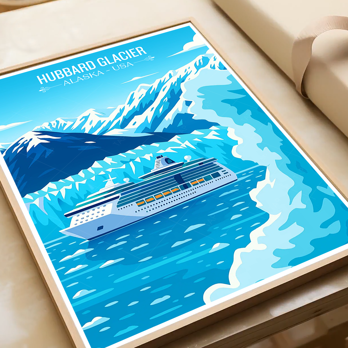Hubbard Glacier - Alaska - Travel Poster Print Modern Style Wall Art