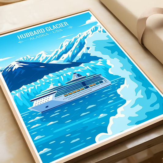 Hubbard Glacier - Alaska - Travel Poster Print Modern Style Wall Art - Art Print - Travel Art Poster