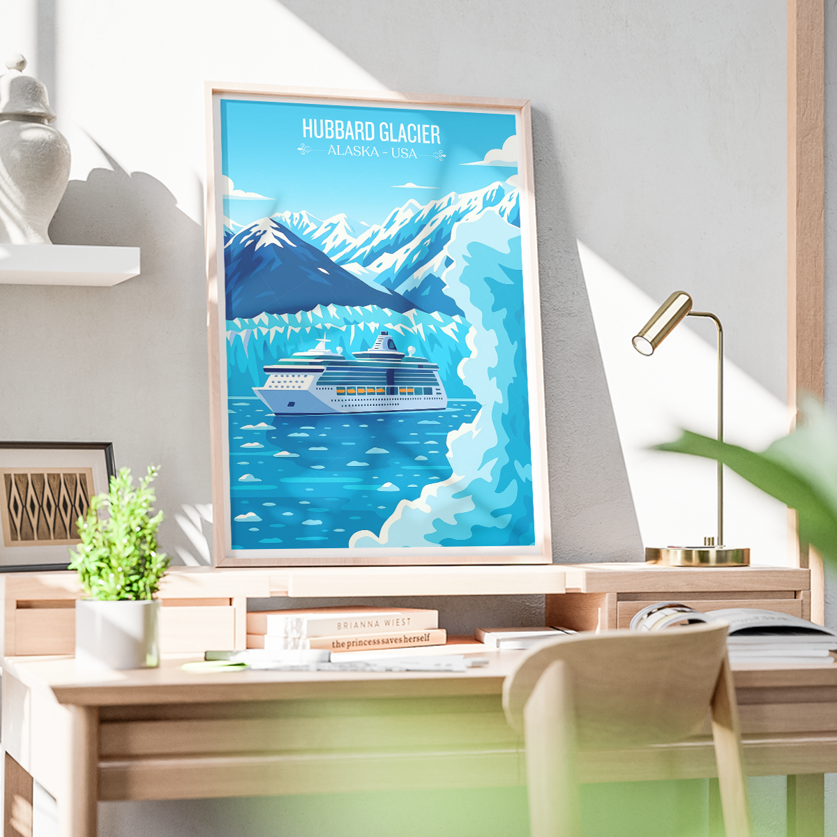 Hubbard Glacier - Alaska - Travel Poster Print Modern Style Wall Art