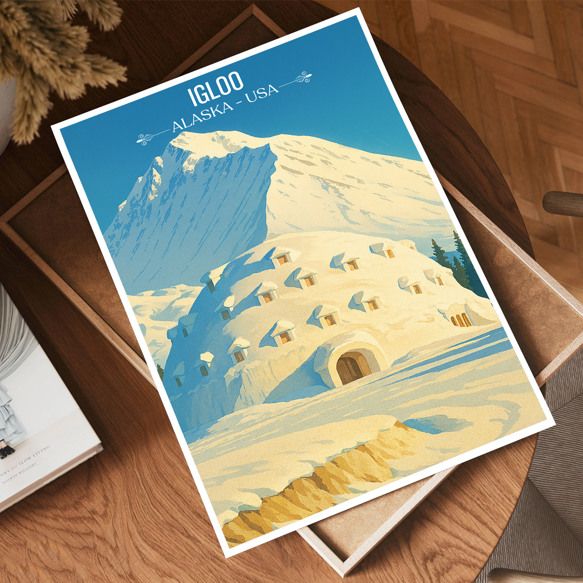 Igloo - Alaska - Travel Poster Print Modern Style Wall Art