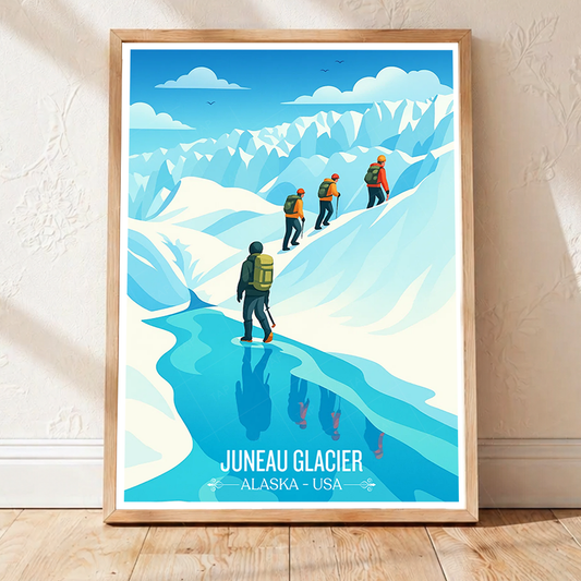 Juneau Glacier - Alaska - Travel Poster Print Modern Style Wall Art - Art Print - Travel Art Poster