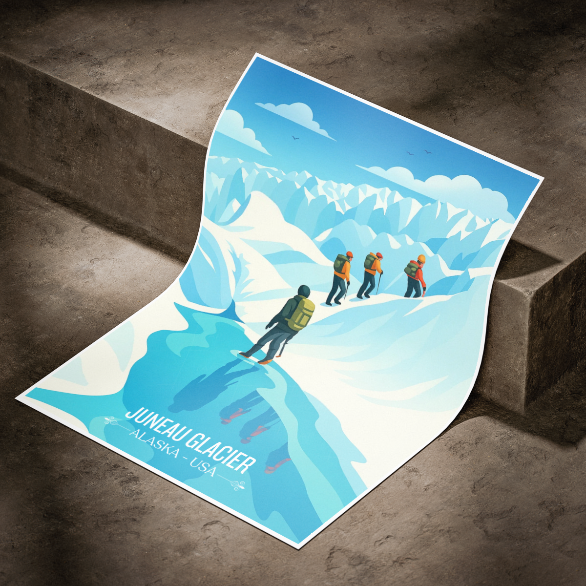 Juneau Glacier - Alaska - Travel Poster Print Modern Style Wall Art