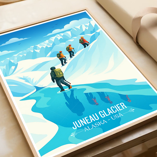 Juneau Glacier - Alaska - Travel Poster Print Modern Style Wall Art - Art Print - Travel Art Poster