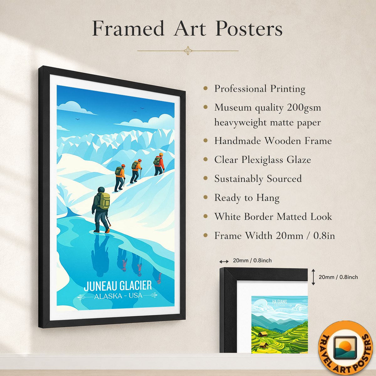 Juneau Glacier - Alaska - Travel Poster Print Modern Style Wall Art