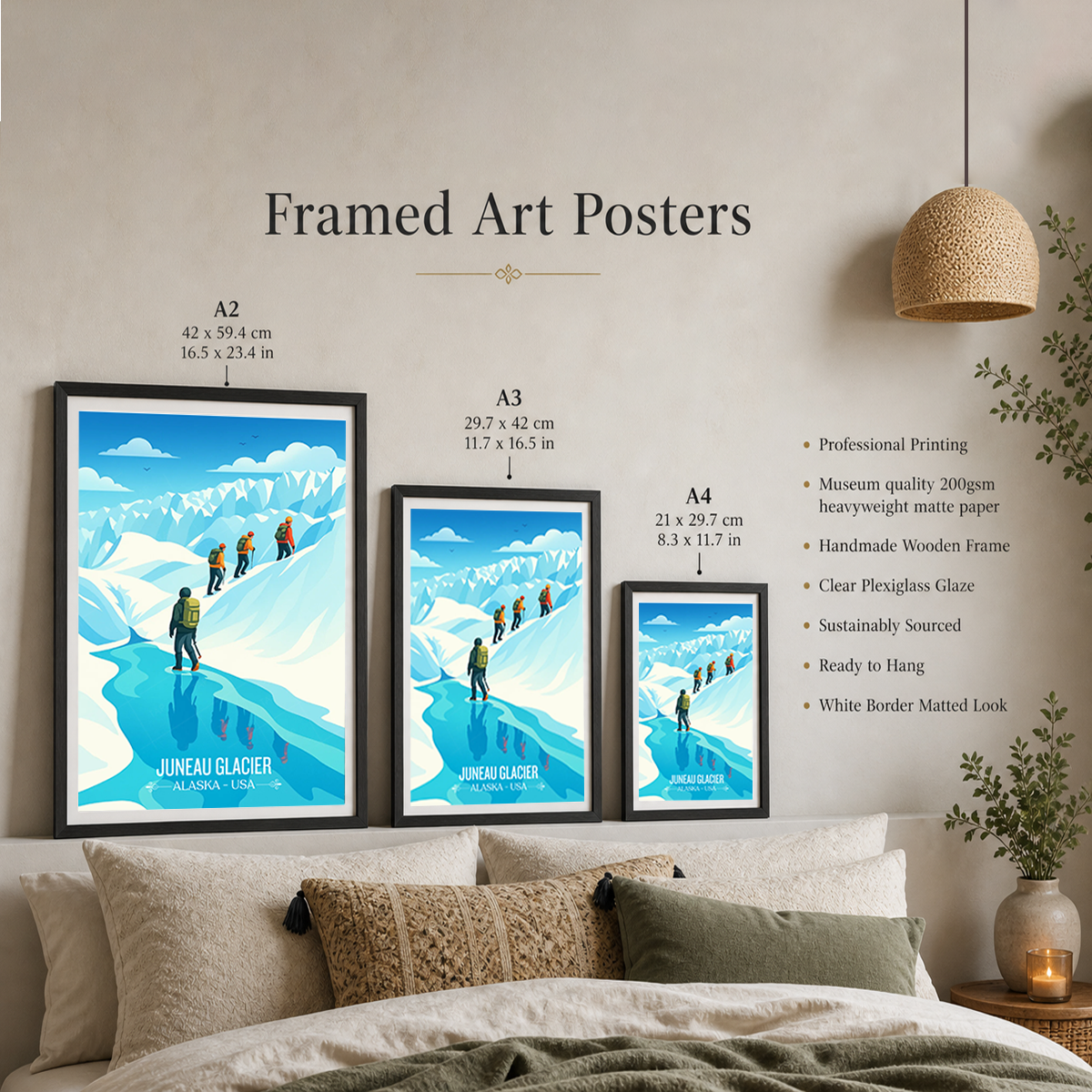 Juneau Glacier - Alaska - Travel Poster Print Modern Style Wall Art