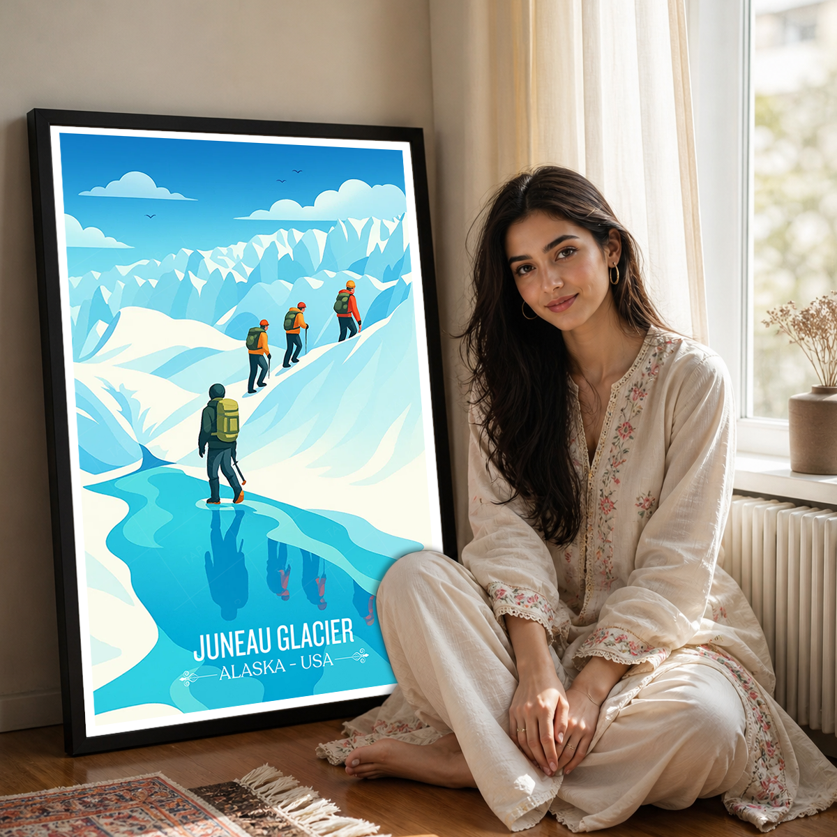 Juneau Glacier - Alaska - Travel Poster Print Modern Style Wall Art
