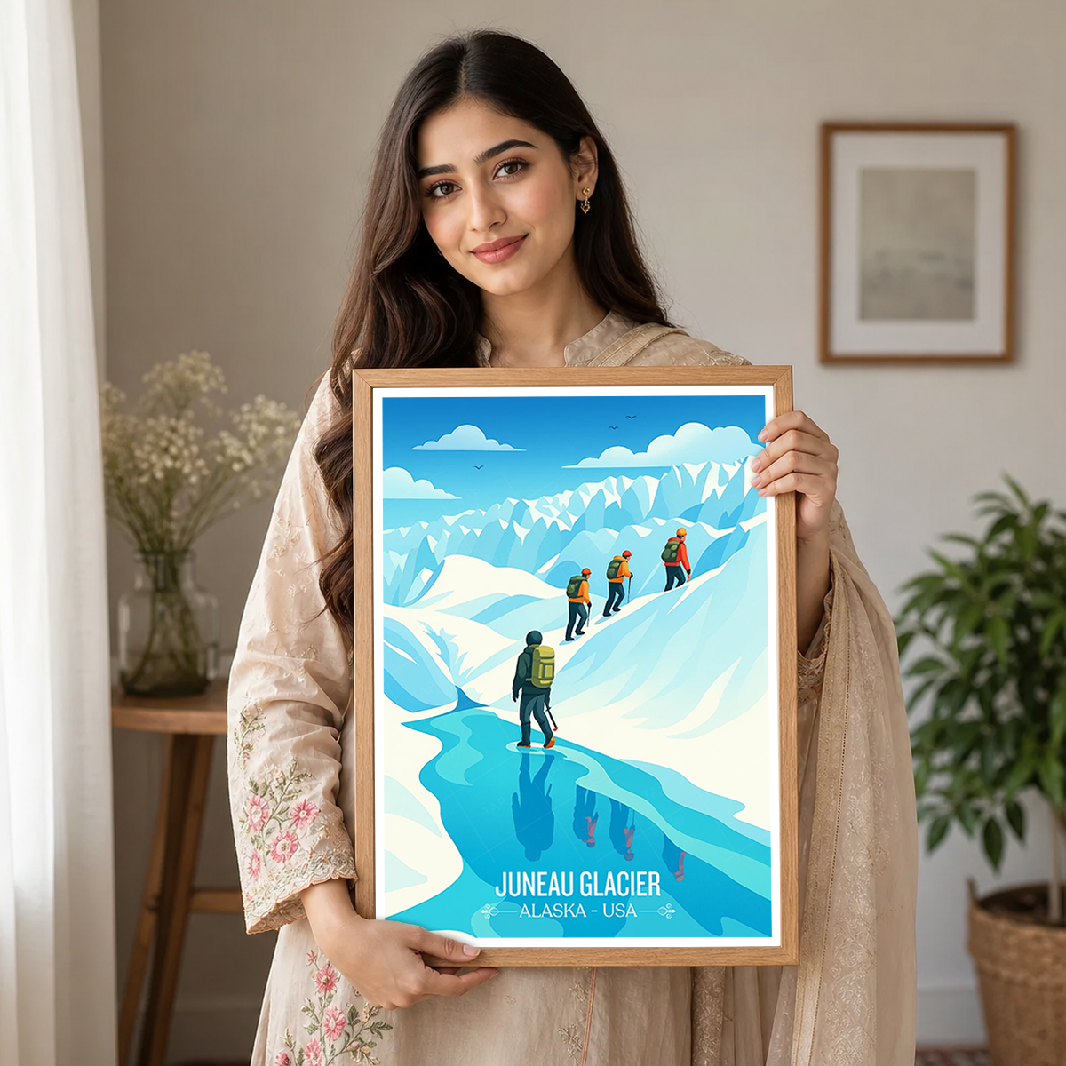 Juneau Glacier - Alaska - Travel Poster Print Modern Style Wall Art