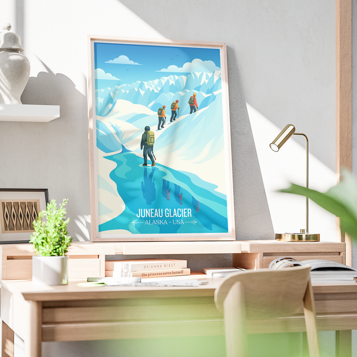 Juneau Glacier - Alaska - Travel Poster Print Modern Style Wall Art