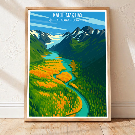 Kachemak Bay - Alaska - Travel Poster Print Modern Style Wall Art - Art Print - Travel Art Poster