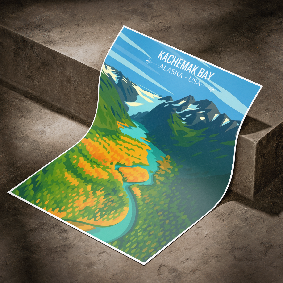 Kachemak Bay - Alaska - Travel Poster Print Modern Style Wall Art