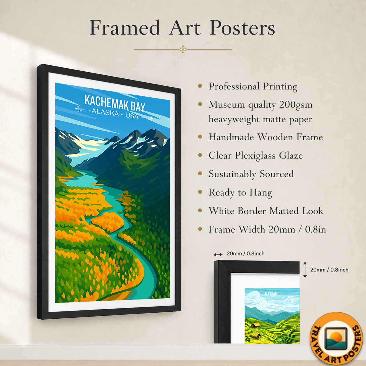Kachemak Bay - Alaska - Travel Poster Print Modern Style Wall Art