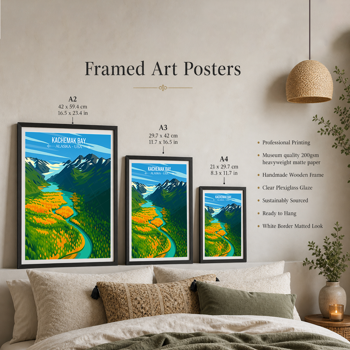 Kachemak Bay - Alaska - Travel Poster Print Modern Style Wall Art