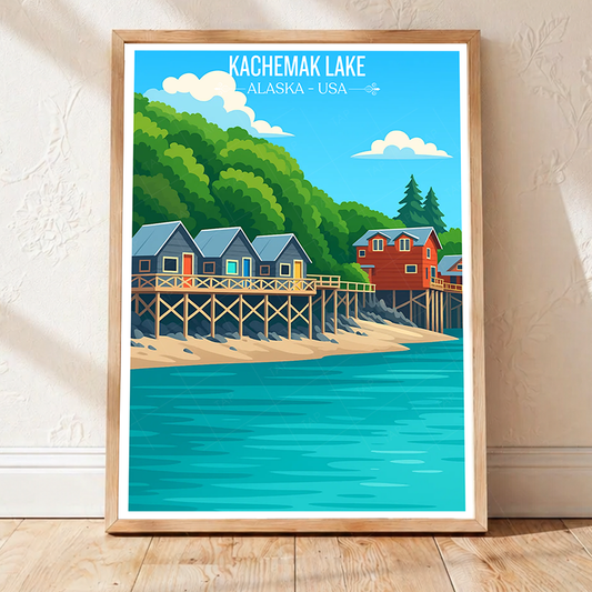 Kachemak Lake - Alaska - Travel Poster Print Modern Style Wall Art - Art Print - Travel Art Poster