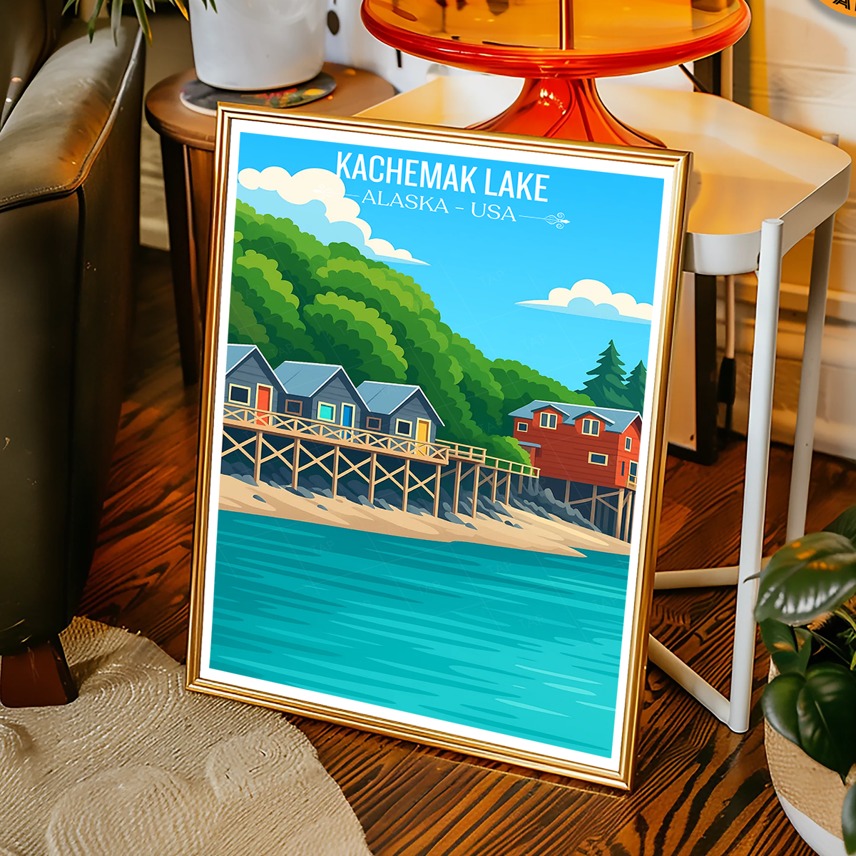 Kachemak Lake - Alaska - Travel Poster Print Modern Style Wall Art