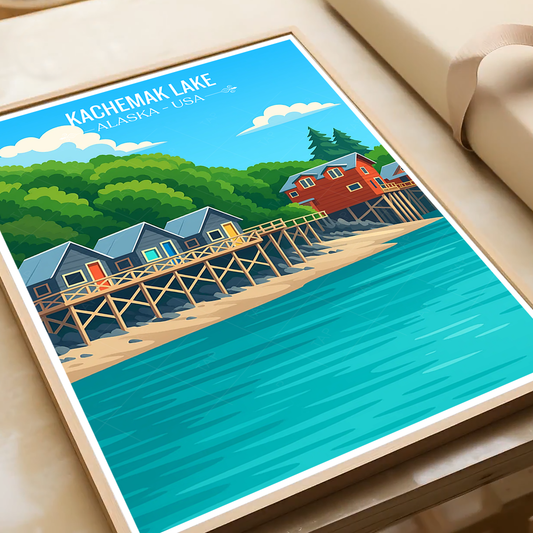 Kachemak Lake - Alaska - Travel Poster Print Modern Style Wall Art - Art Print - Travel Art Poster