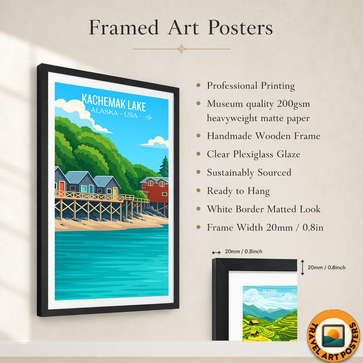 Kachemak Lake - Alaska - Travel Poster Print Modern Style Wall Art