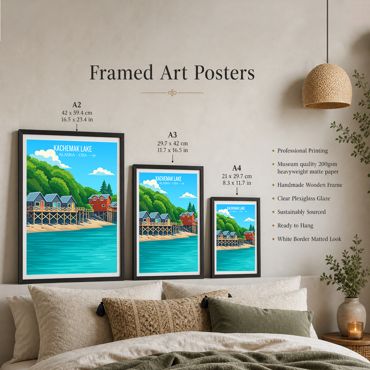 Kachemak Lake - Alaska - Travel Poster Print Modern Style Wall Art