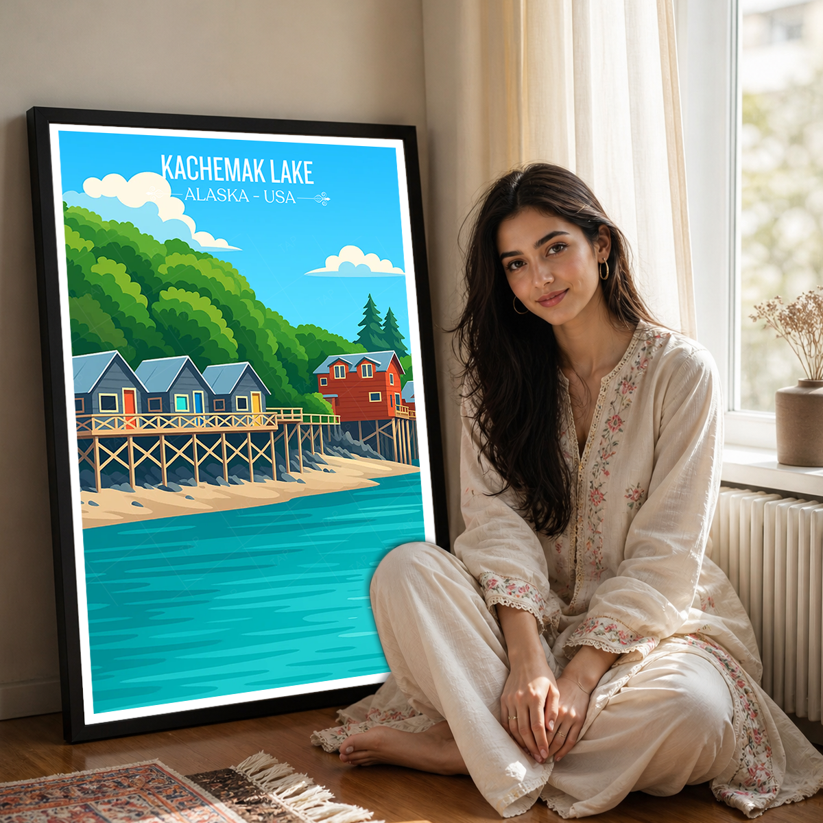 Kachemak Lake - Alaska - Travel Poster Print Modern Style Wall Art
