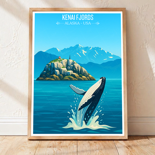Kenai Fjords - Alaska - Travel Poster Print Modern Style Wall Art - Art Print - Travel Art Poster