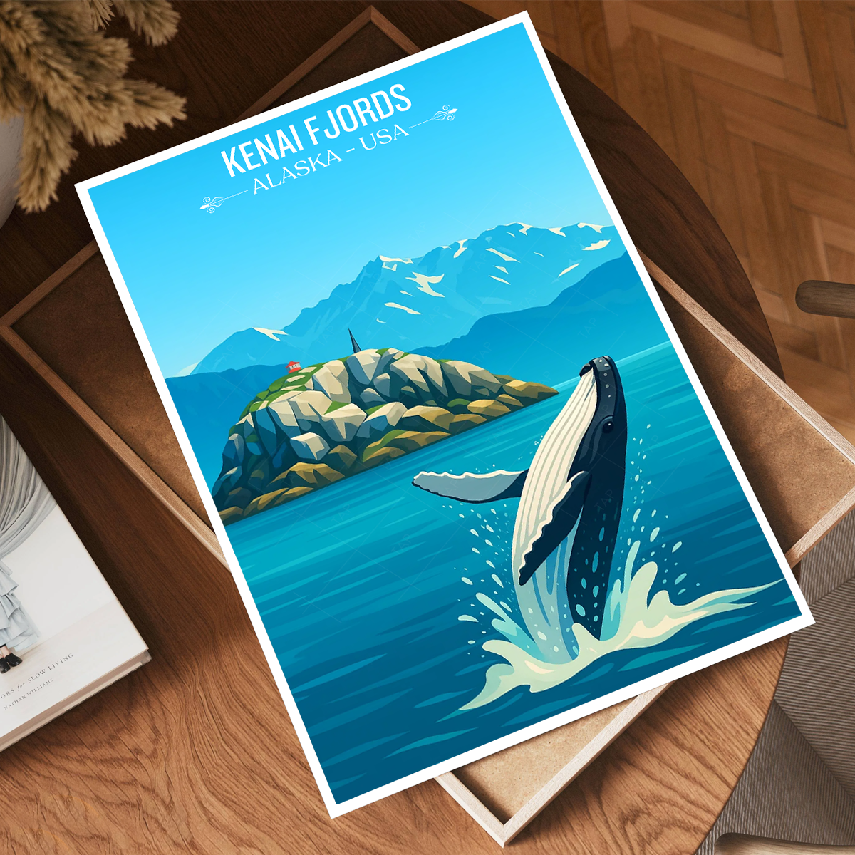 Kenai Fjords - Alaska - Travel Poster Print Modern Style Wall Art