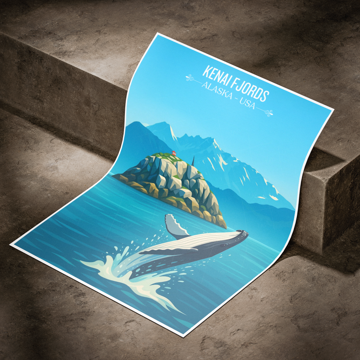 Kenai Fjords - Alaska - Travel Poster Print Modern Style Wall Art