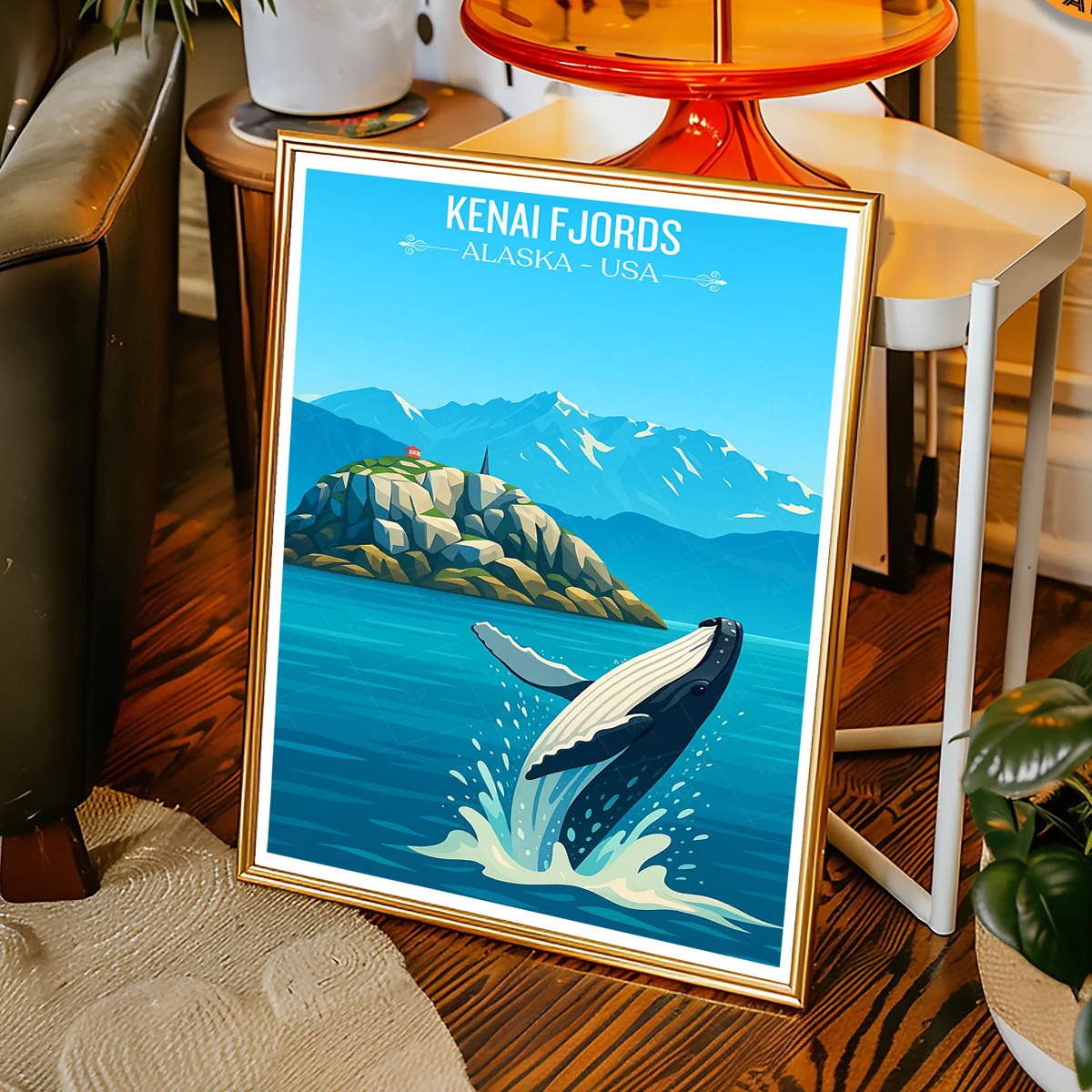 Kenai Fjords - Alaska - Travel Poster Print Modern Style Wall Art