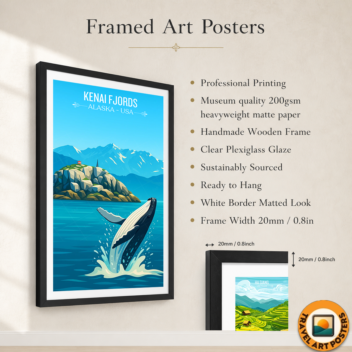 Kenai Fjords - Alaska - Travel Poster Print Modern Style Wall Art