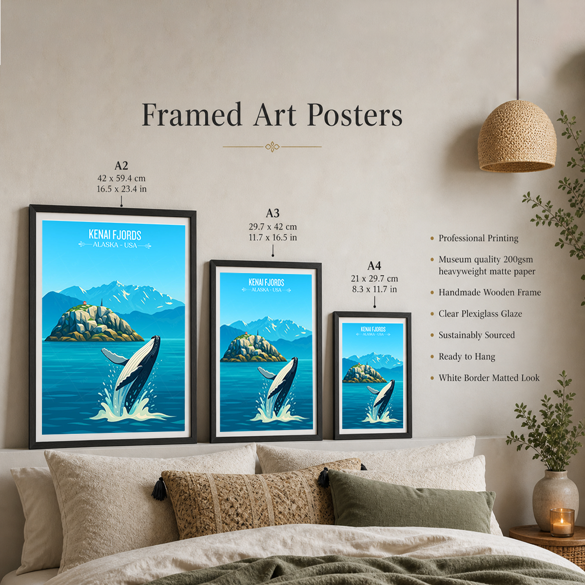 Kenai Fjords - Alaska - Travel Poster Print Modern Style Wall Art