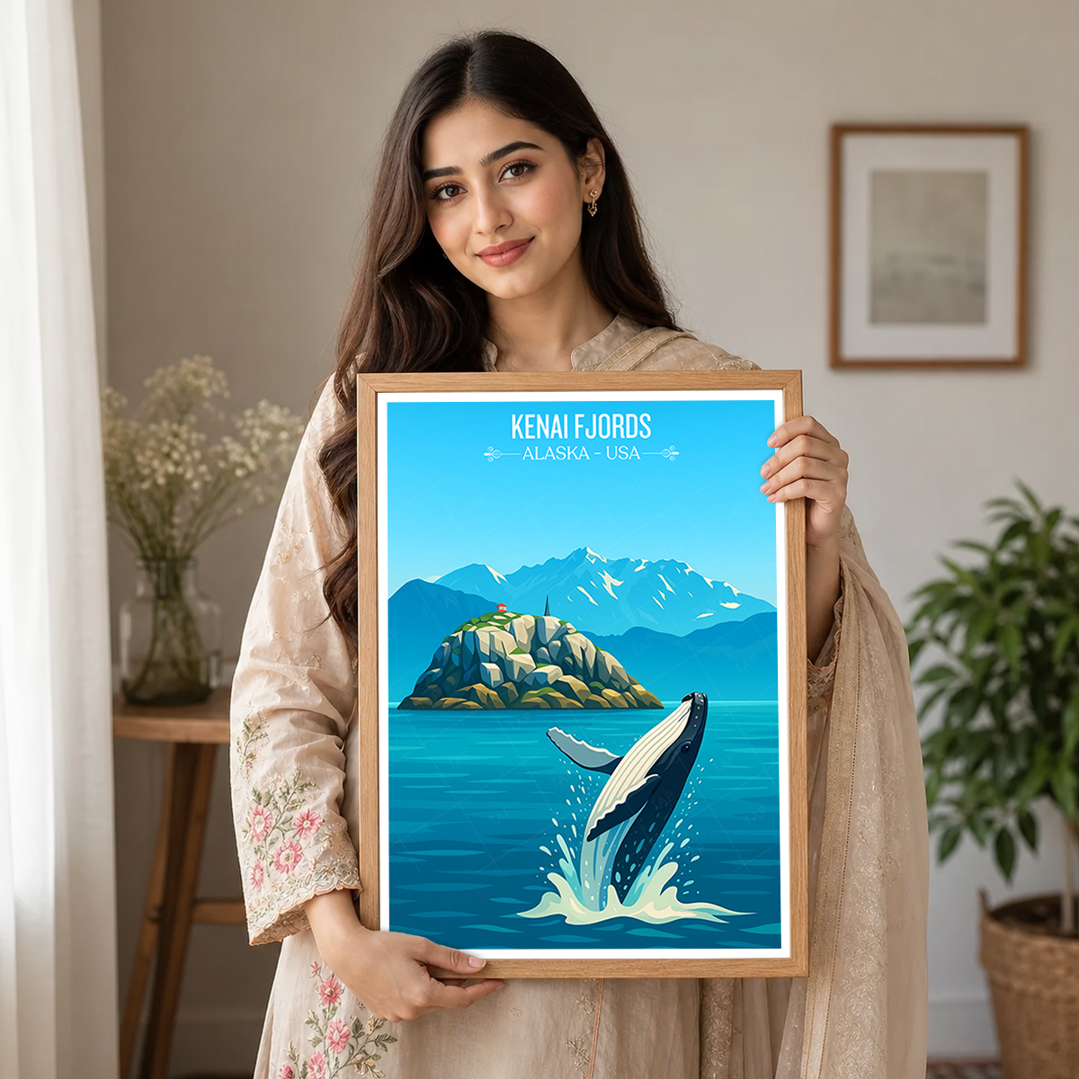 Kenai Fjords - Alaska - Travel Poster Print Modern Style Wall Art