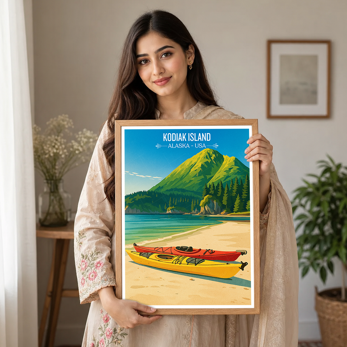 Kodiak Island - Alaska - Travel Poster Print Modern Style Wall Art