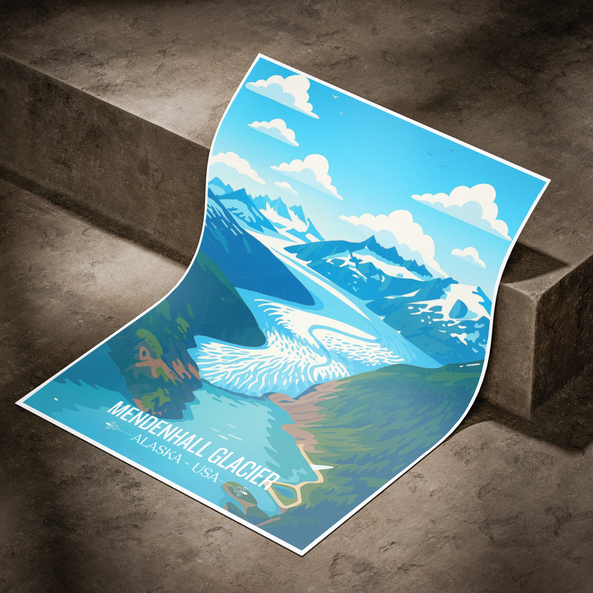 Mendenhall Glacier - Alaska - Travel Poster Print Modern Style Wall Art