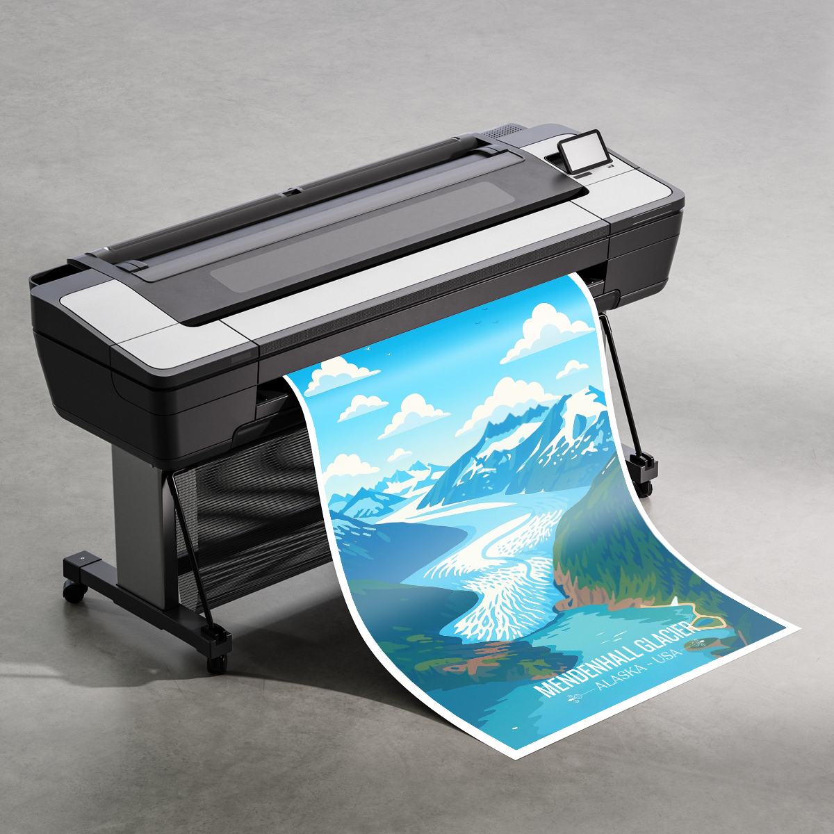 Mendenhall Glacier - Alaska - Travel Poster Print Modern Style Wall Art