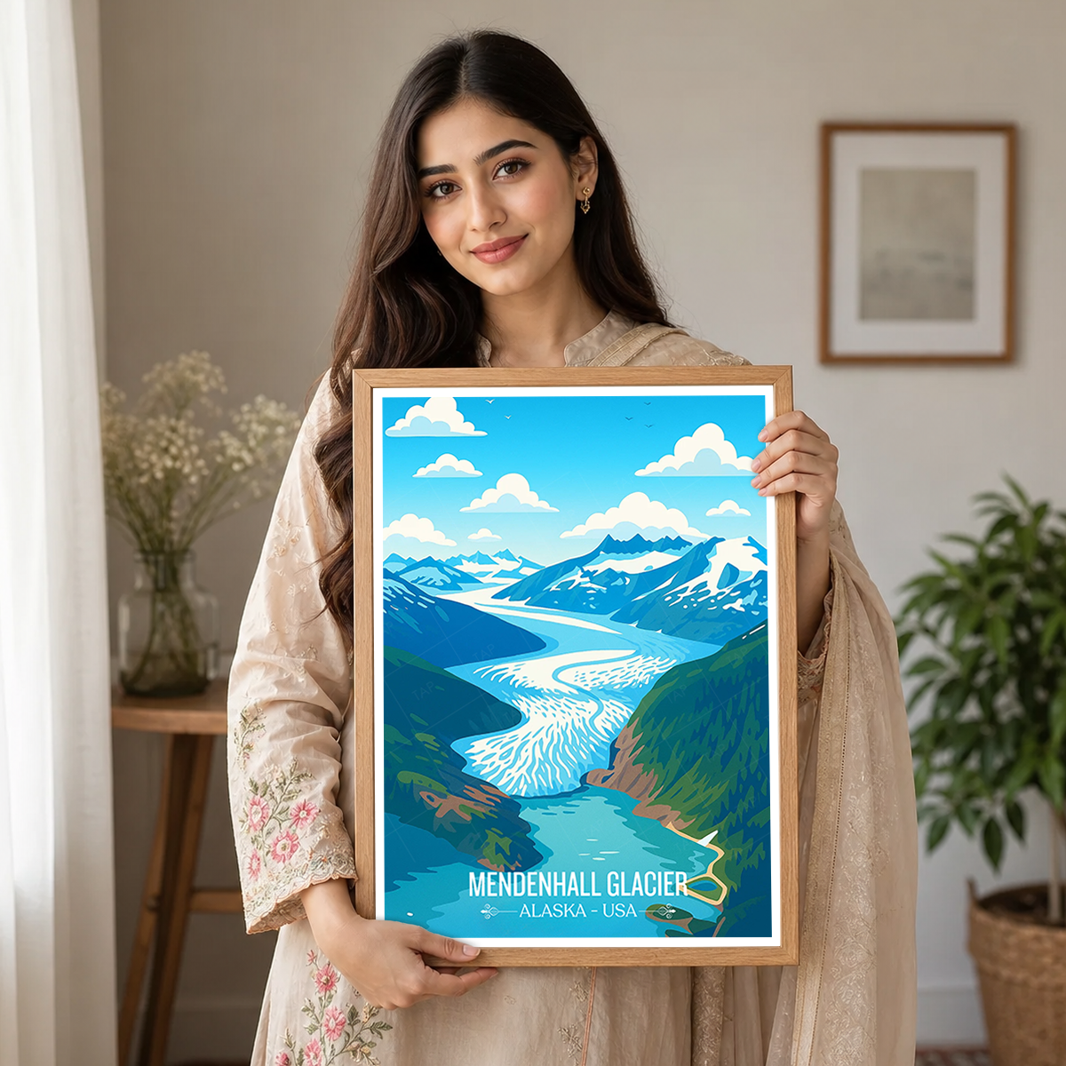 Mendenhall Glacier - Alaska - Travel Poster Print Modern Style Wall Art