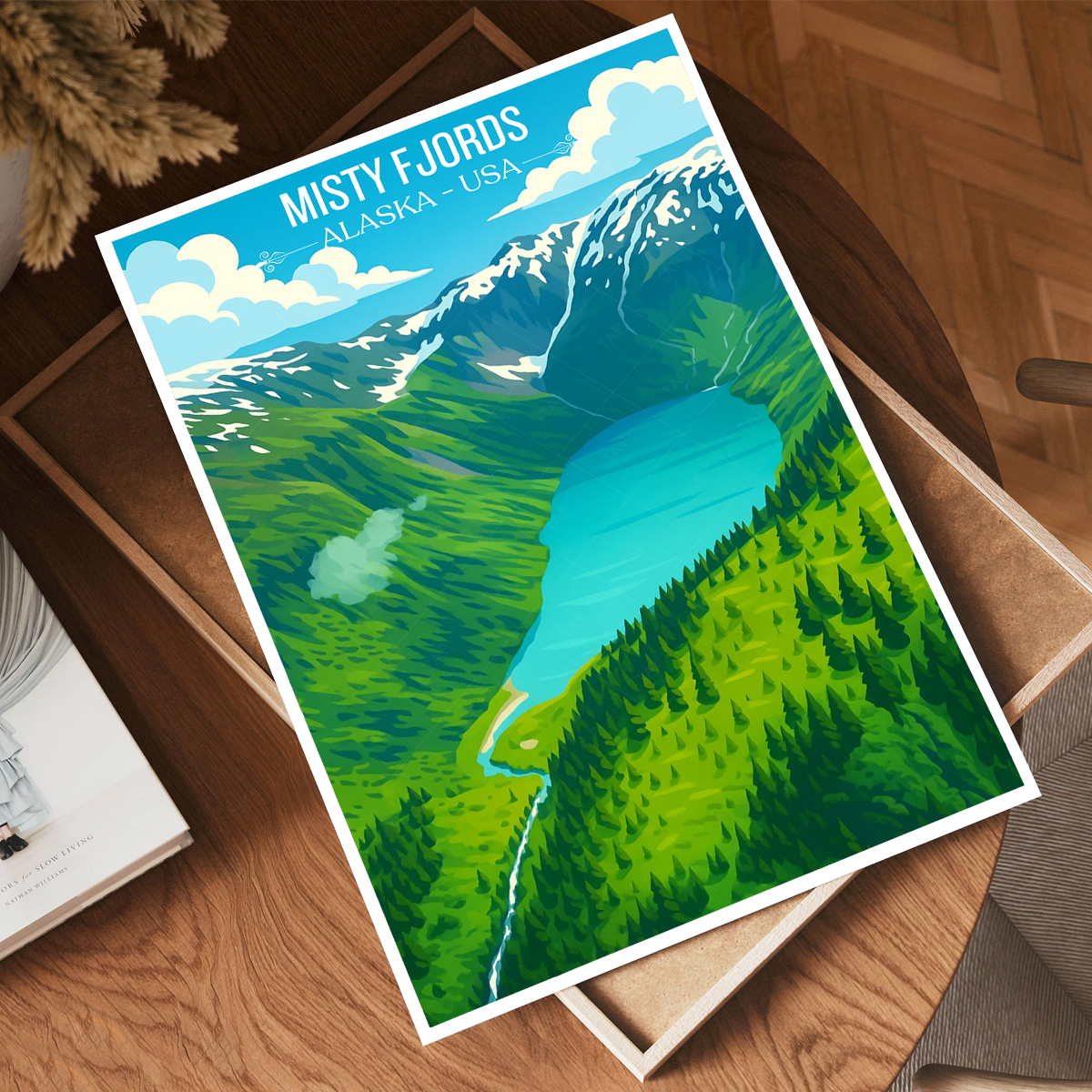 Misty Fjords - Alaska - Travel Poster Print Modern Style Wall Art
