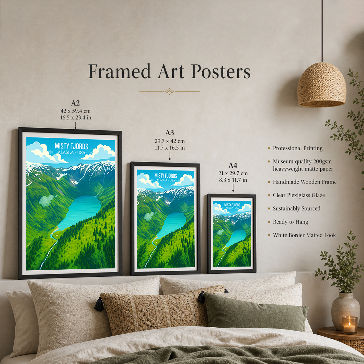 Misty Fjords - Alaska - Travel Poster Print Modern Style Wall Art