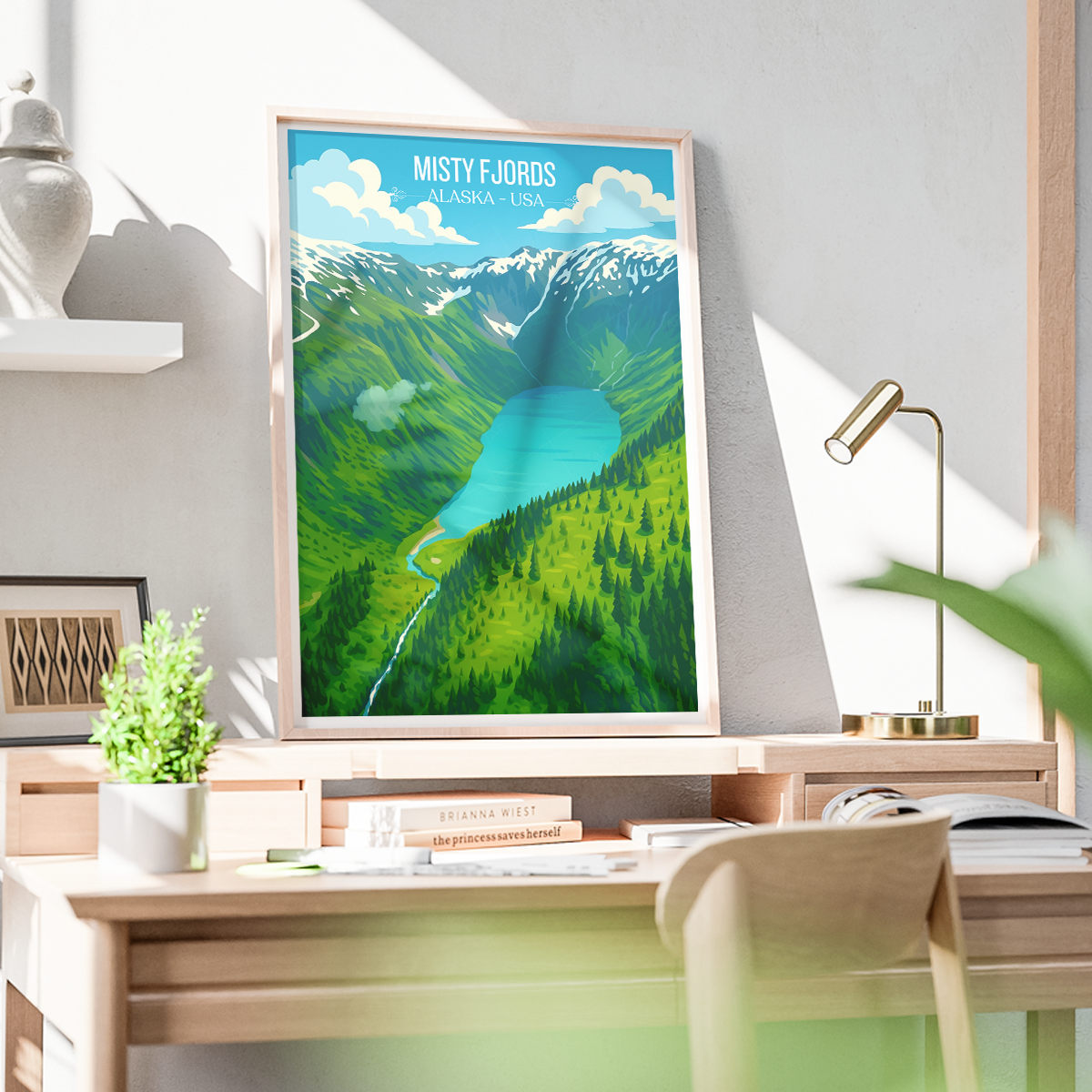 Misty Fjords - Alaska - Travel Poster Print Modern Style Wall Art