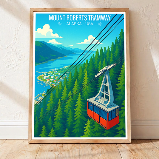 Mount Roberts Tramway - Alaska - Travel Poster Print Modern Style Wall Art - Art Print - Travel Art Poster