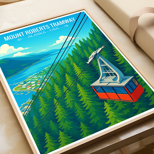 Mount Roberts Tramway - Alaska - Travel Poster Print Modern Style Wall Art - Art Print - Travel Art Poster