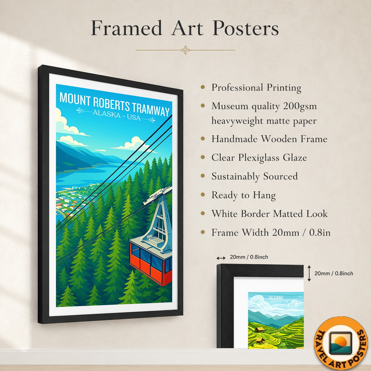Mount Roberts Tramway - Alaska - Travel Poster Print Modern Style Wall Art